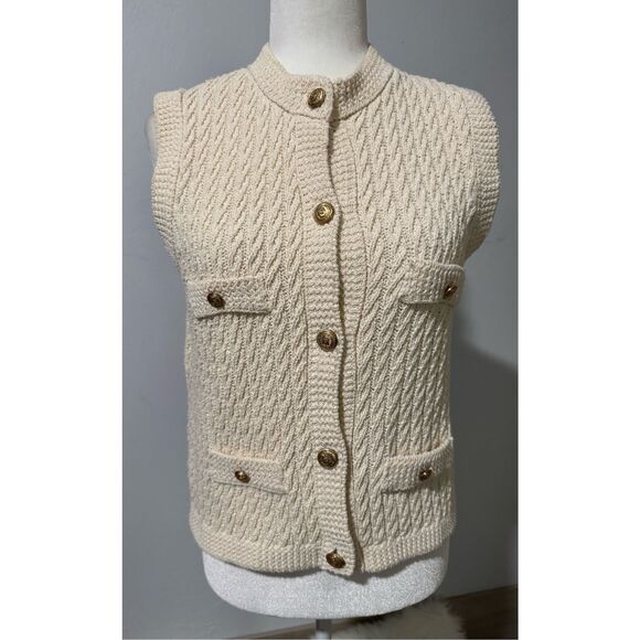 Zara knit crochet vest gold buttons M - Picture 2 of 7